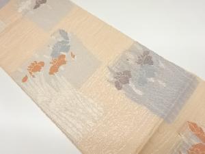 紗 流水に菖蒲模様織出し袋帯